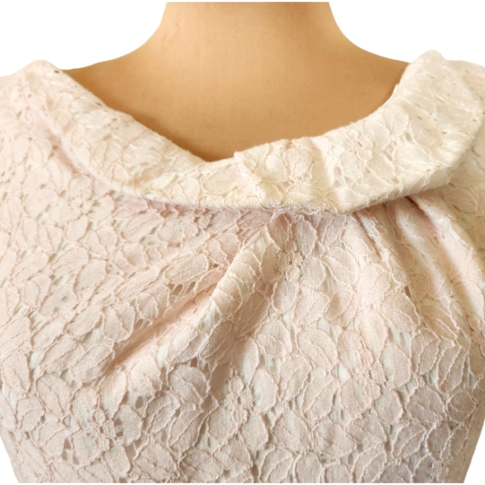 ELIE TAHARI Pale Pink Lace Eyelet Sheath Dress - Size 12 - Picture 4 of 12